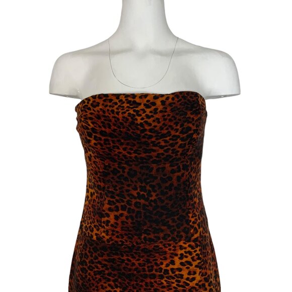 Black Halo Jackie Strapless Pencil Sheath Dress 4  Leopard Print - Picture 6 of 12